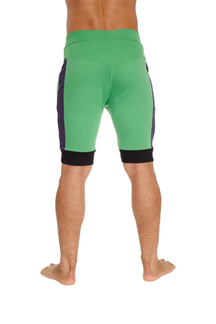 4-rth Cuffed Yoga Short (Green W/Purple & Black)