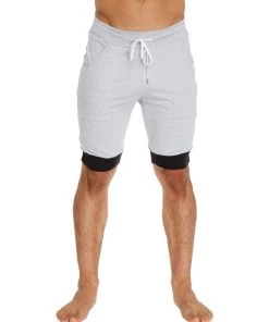 4-rth Cuffed Yoga Short (Grey W/Charcoal & Black) MEN