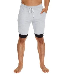 4-rth Cuffed Yoga Short (Grey W/Charcoal & Black) MEN