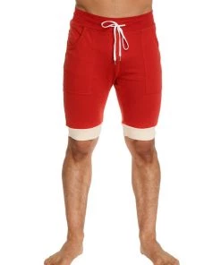 4-rth Cuffed Yoga Short (Red W/Charcoal & Sand)