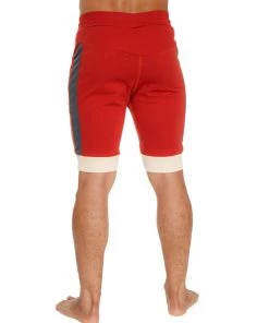 4-rth Cuffed Yoga Short (Red W/Charcoal & Sand)