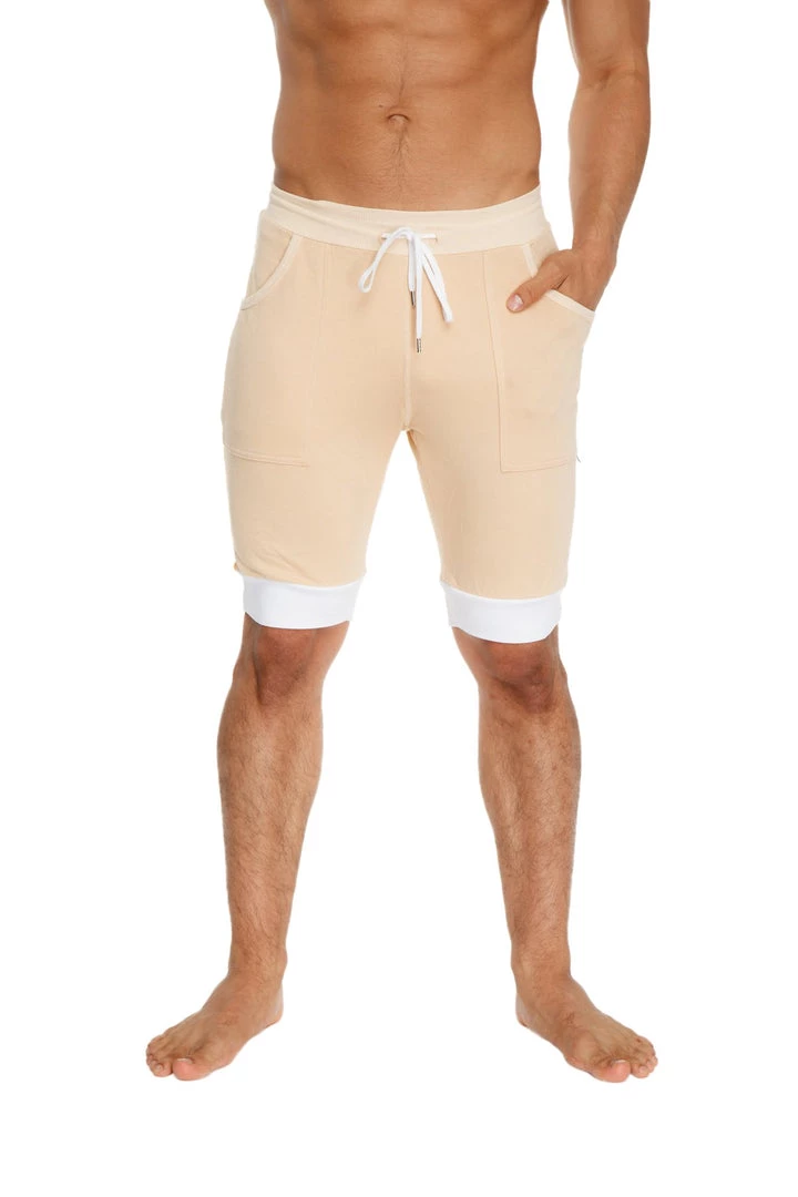4-rth Cuffed Yoga Short (Sand W/Orange & White) MEN