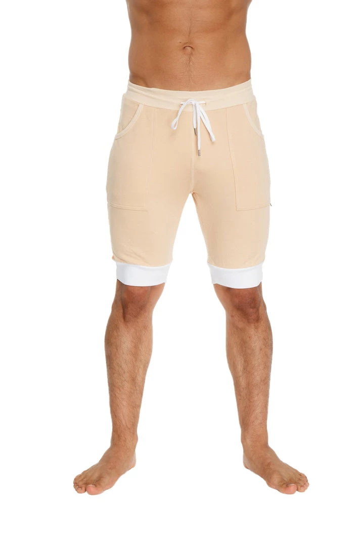 4-rth Cuffed Yoga Short (Sand W/Orange & White) MEN