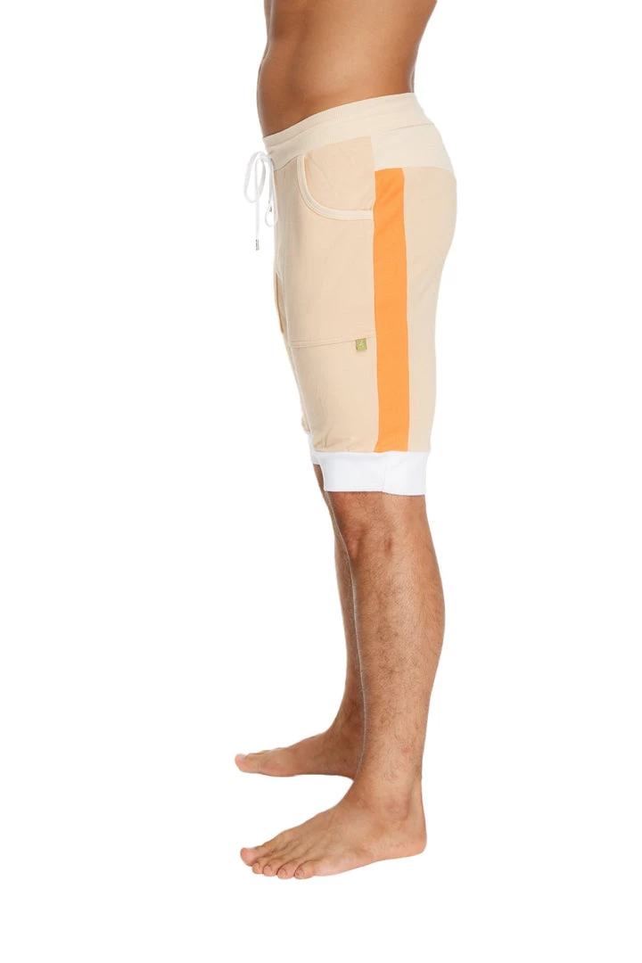 4-rth Cuffed Yoga Short (Sand W/Orange & White) MEN