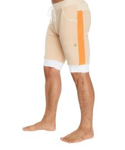 4-rth Cuffed Yoga Short (Sand W/Orange & White) MEN