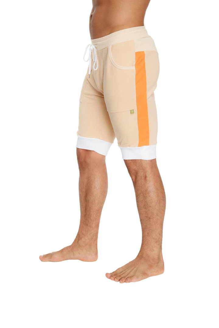 4-rth Cuffed Yoga Short (Sand W/Orange & White) MEN