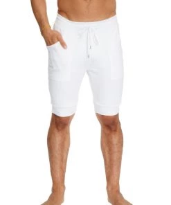 4-rth MEN Cuffed Yoga Short (White)