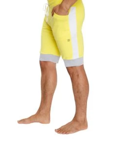 4-rth Cuffed Yoga Short (Yellow W/White & Grey)