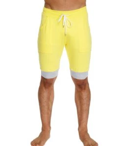 4-rth Cuffed Yoga Short (Yellow W/White & Grey)