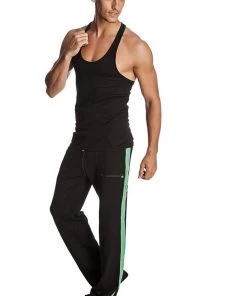 4-rth Eco-Track & Yoga Sweat Pant (Black W/Bamboo Green) MEN