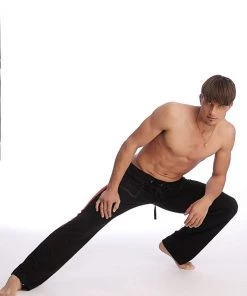 4-rth MEN Eco-Track & Yoga Sweat Pant (Black W/Cinnabar)