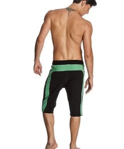 4-rth MEN Eco-Track Short (Black W/Bamboo Green)