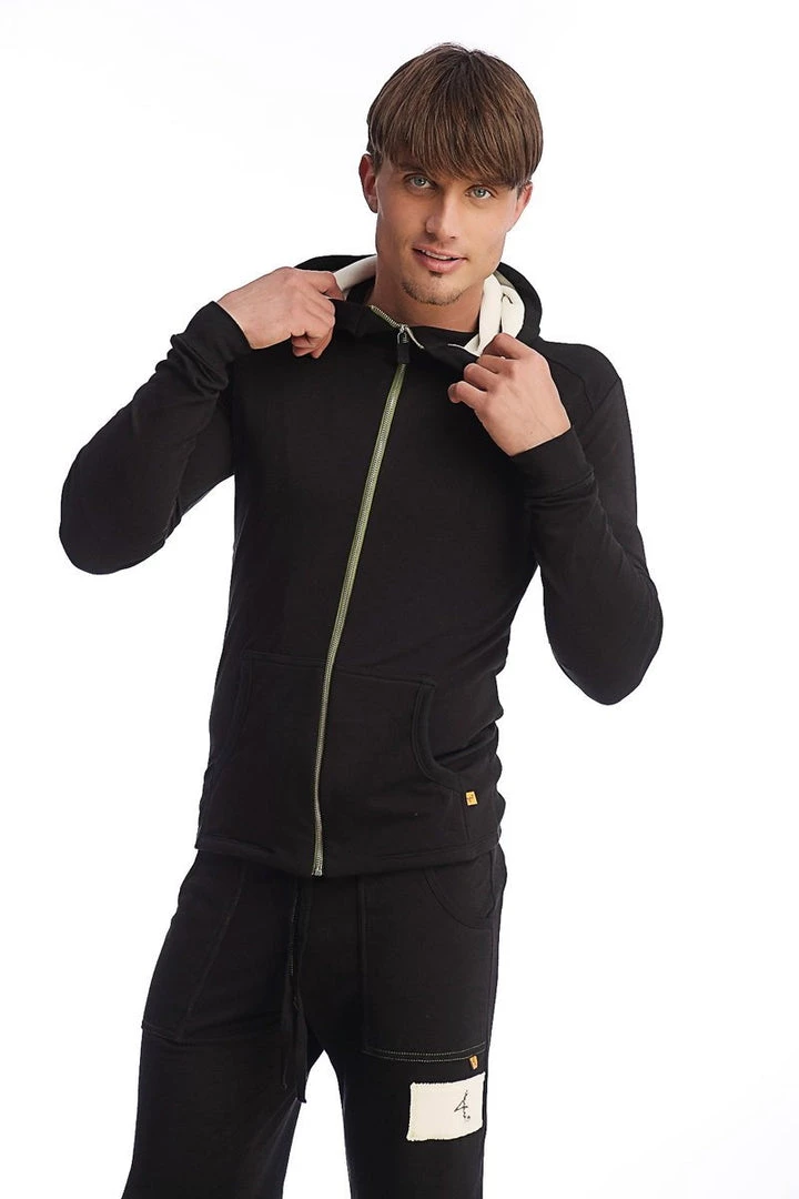 4-rth Hoodies + Sleeveless Edge Form-fit Crossover Yoga Track Performance Hoodie (Black)