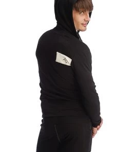 4-rth Hoodies + Sleeveless Edge Form-fit Crossover Yoga Track Performance Hoodie (Black)