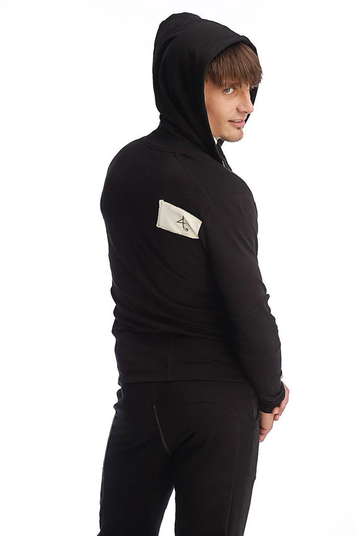 4-rth Hoodies + Sleeveless Edge Form-fit Crossover Yoga Track Performance Hoodie (Black)