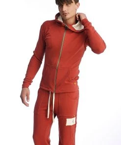 4-rth Edge Form-fit Crossover Yoga Track Performance Hoodie (Cinnabar)