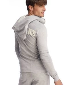 4-rth Hoodies + Sleeveless Edge Form-fit Crossover Yoga Track Performance Hoodie (Heather Grey)