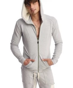 4-rth Hoodies + Sleeveless Edge Form-fit Crossover Yoga Track Performance Hoodie (Heather Grey)