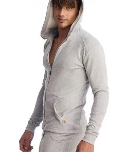 4-rth Hoodies + Sleeveless Edge Form-fit Crossover Yoga Track Performance Hoodie (Heather Grey)
