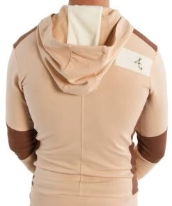4-rth Edge Form-fit Crossover Yoga Track Performance Hoodie (Sand W/Chocolate)