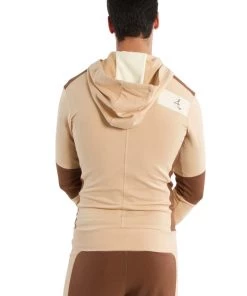 4-rth Edge Form-fit Crossover Yoga Track Performance Hoodie (Sand W/Chocolate)