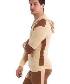 4-rth Edge Form-fit Crossover Yoga Track Performance Hoodie (Sand W/Chocolate)