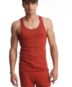 4-rth Tank Tops Edge Sustain Tank Top (Cinnabar)