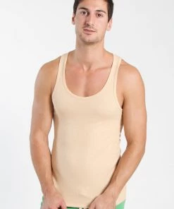 4-rth Tank Tops Edge Sustain Tank Top (Sand Beige)