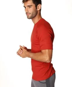 4-rth Hybrid Crew Neck Raglan Tee (Cinnabar Red) MEN