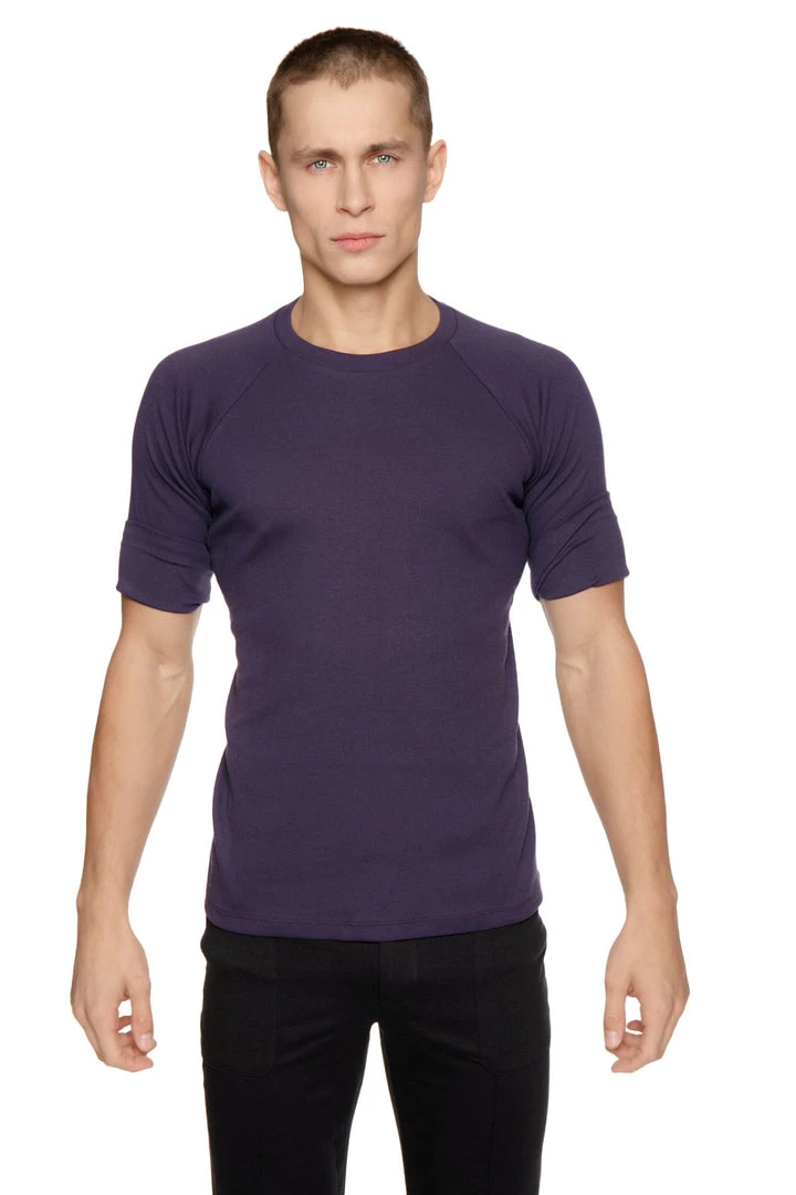 4-rth MEN Hybrid Crew Neck Raglan Tee (Eggplant)