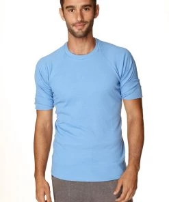 4-rth Hybrid Crew Neck Raglan Tee (Ice Blue) MEN