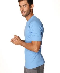 4-rth Hybrid Crew Neck Raglan Tee (Ice Blue) MEN