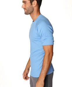 4-rth Hybrid Crew Neck Raglan Tee (Ice Blue) MEN