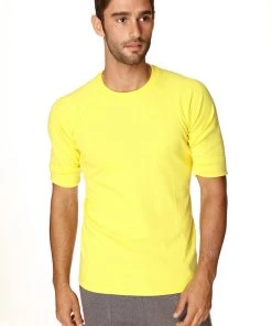 4-rth Hybrid Crew Neck Raglan Tee (Yellow) MEN