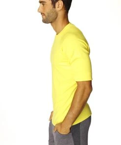 4-rth Hybrid Crew Neck Raglan Tee (Yellow) MEN