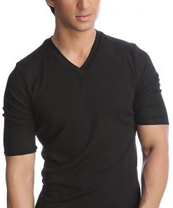 4-rth MEN Hybrid V-Neck (Black)