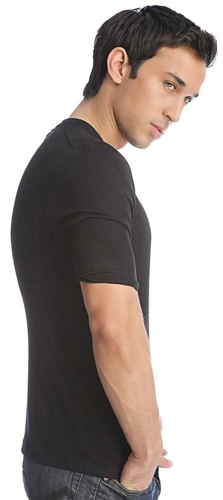 4-rth MEN Hybrid V-Neck (Black)