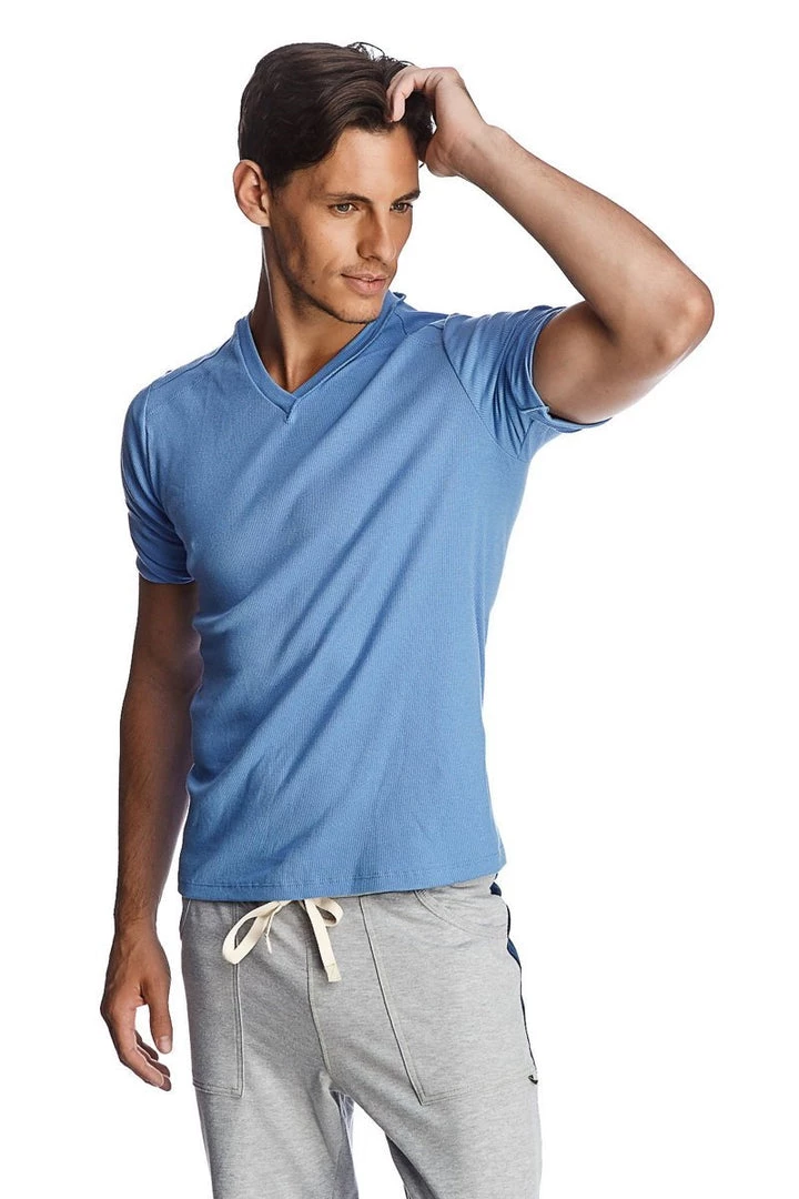 4-rth MEN Hybrid V-Neck (Ice Blue)