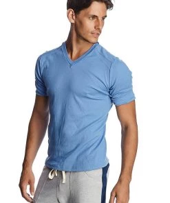 4-rth MEN Hybrid V-Neck (Ice Blue)