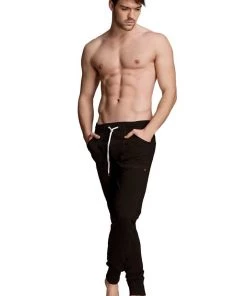 4-rth Long Cuffed Jogger & Yoga Sweat Pants (Black) MEN