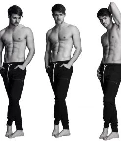 4-rth Long Cuffed Jogger & Yoga Sweat Pants (Black) MEN