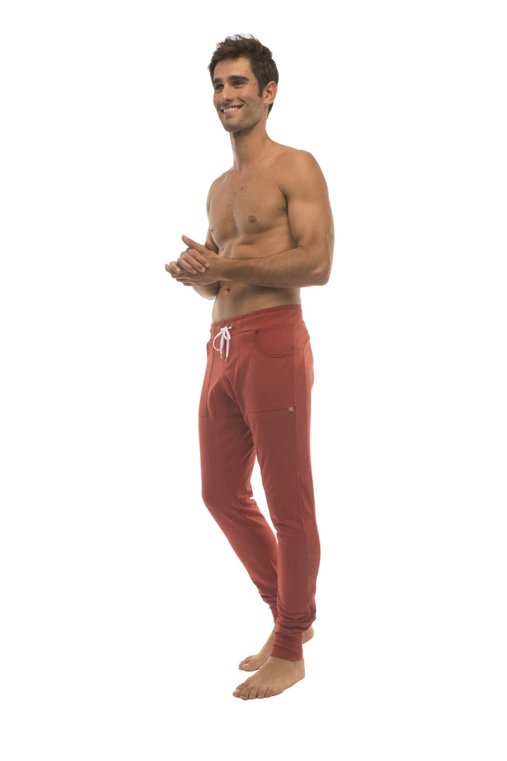 4-rth MEN Long Cuffed Jogger & Yoga Sweat Pants (Cinnabar)