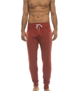 4-rth MEN Long Cuffed Jogger & Yoga Sweat Pants (Cinnabar)