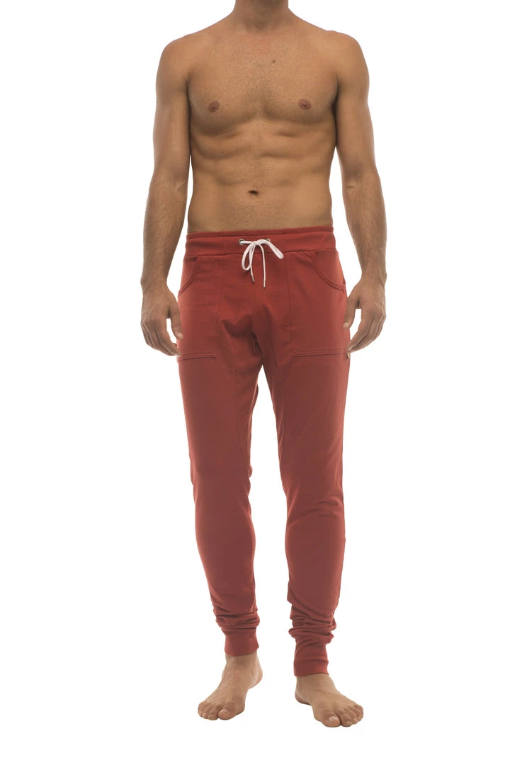 4-rth MEN Long Cuffed Jogger & Yoga Sweat Pants (Cinnabar)