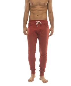 4-rth MEN Long Cuffed Jogger & Yoga Sweat Pants (Cinnabar)