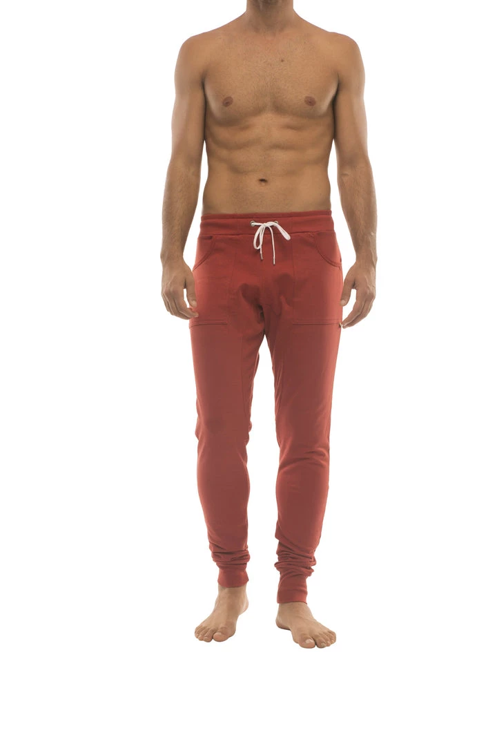 4-rth MEN Long Cuffed Jogger & Yoga Sweat Pants (Cinnabar)