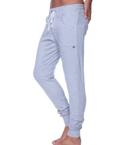 4-rth Long Cuffed Jogger & Yoga Sweat Pants (Heather Grey)