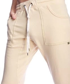 4-rth Long Cuffed Jogger & Yoga Sweat Pants (Sand Beige)