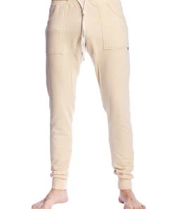 4-rth Long Cuffed Jogger & Yoga Sweat Pants (Sand Beige)