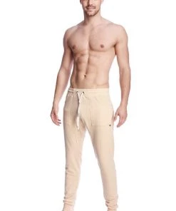 4-rth Long Cuffed Jogger & Yoga Sweat Pants (Sand Beige)
